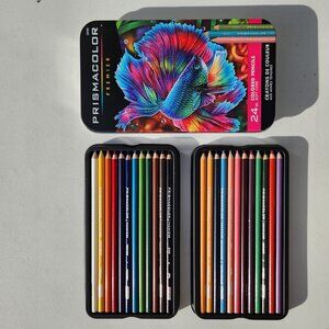 NEW Prismacolor Premier Colored Pencils Soft Core 24 Pack Art Supplies in a Tin